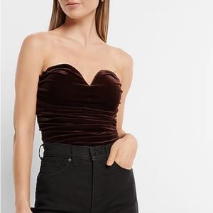 NWOT Express Velvet Cowl Neck Corset Top Brown